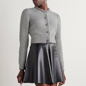 Self-Portrait  Crystal-embellished ribbed-knit cardigan